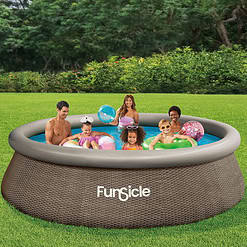 Funsicle 12ft x 36in Round QuickSet Designer Above Ground Pool, Dark Triple Basketweave with Cartridge Filter Pump, Age 6 & up