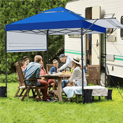 Easyfashion 10x17ft 2-tiered Pop-up canopy tent with Double Awnings, Blue
