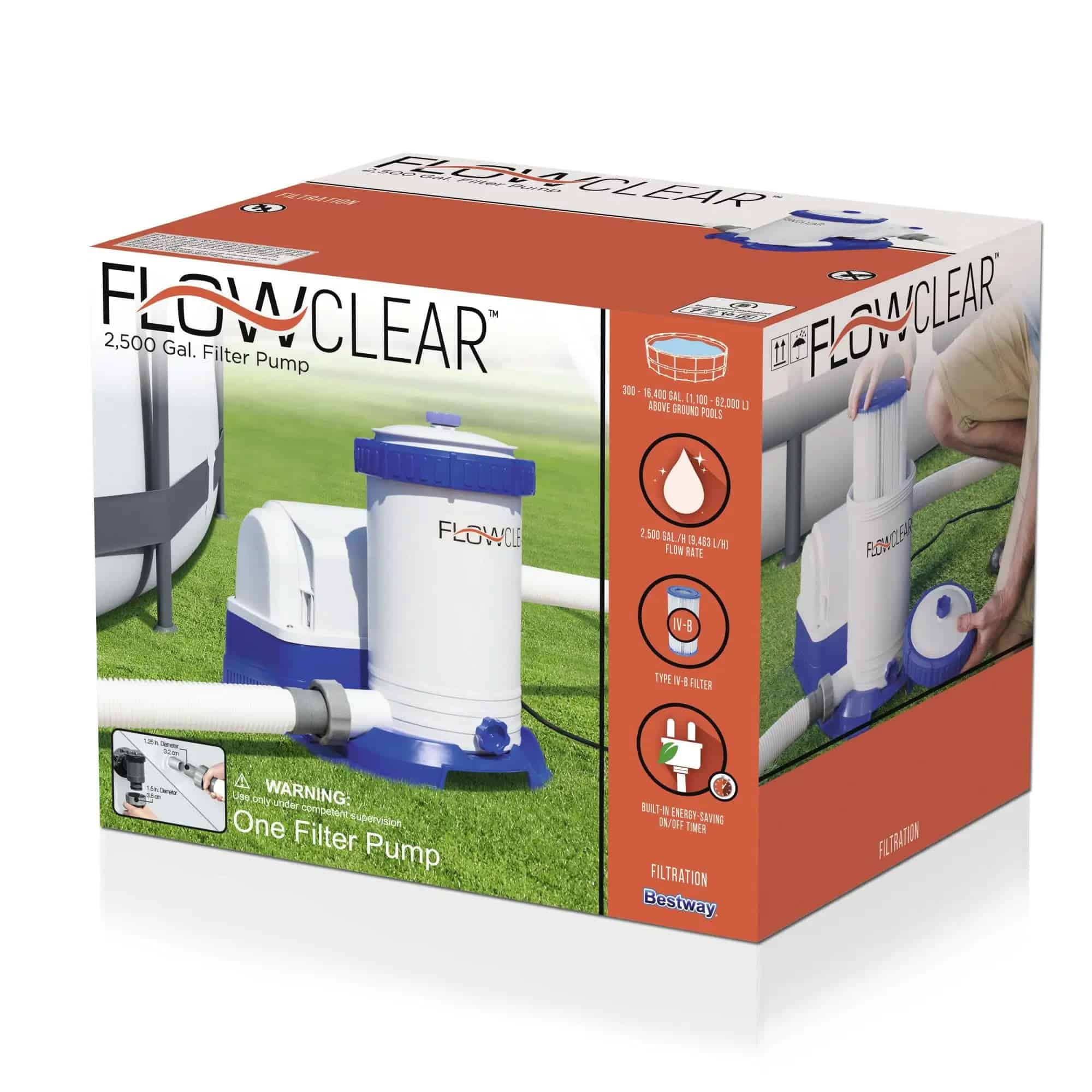 Bestway 58392E Flowclear 2500 GPH Above Ground Pool Water Filter Pump