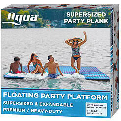 Aqua Supersized Plank Inflatable Floating Raft with Hand Pump, Blue