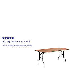 Flash Furniture 6-Foot Rectangular Wood Folding Banquet Table with Clear Coated Finished Top