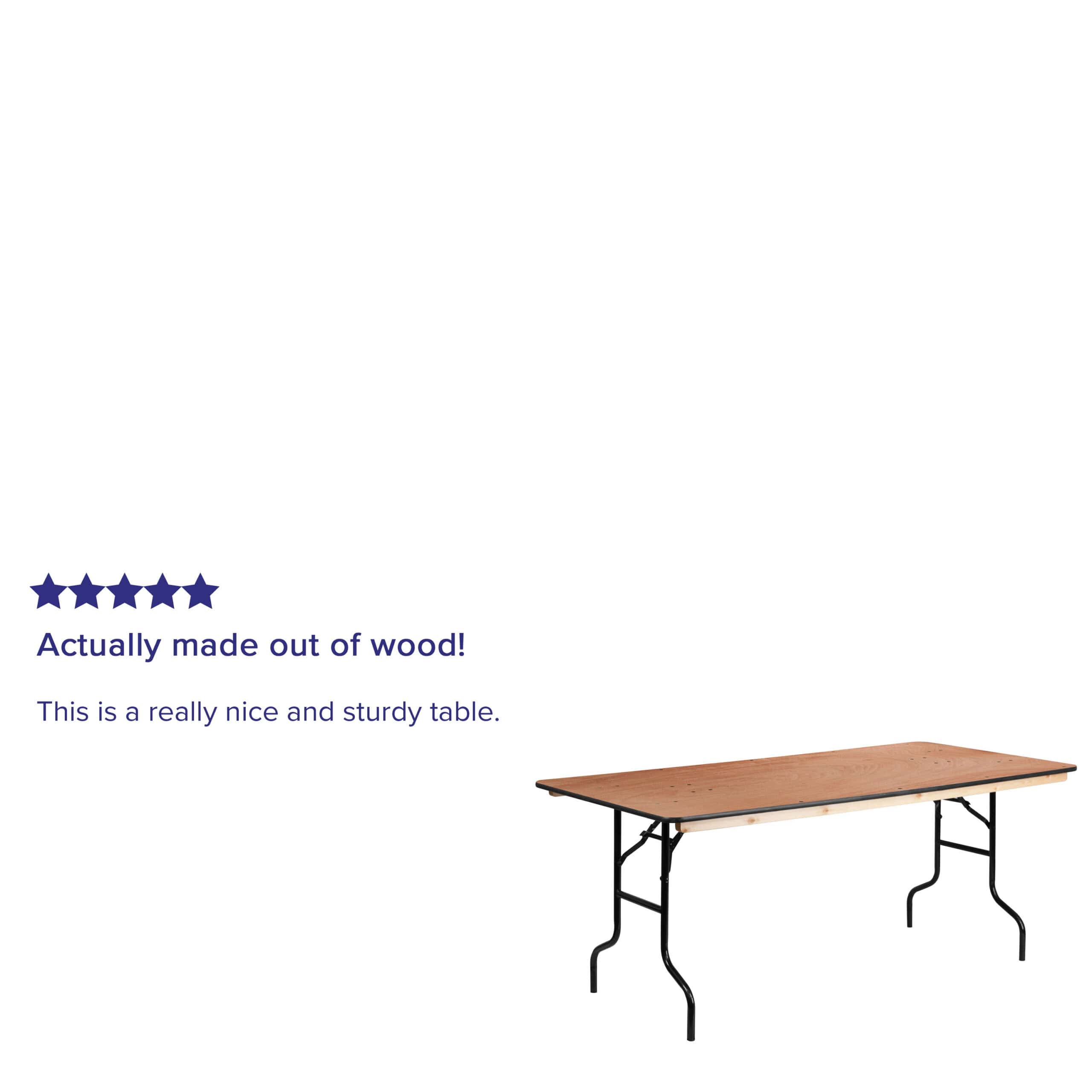 Flash Furniture 6-Foot Rectangular Wood Folding Banquet Table with Clear Coated Finished Top