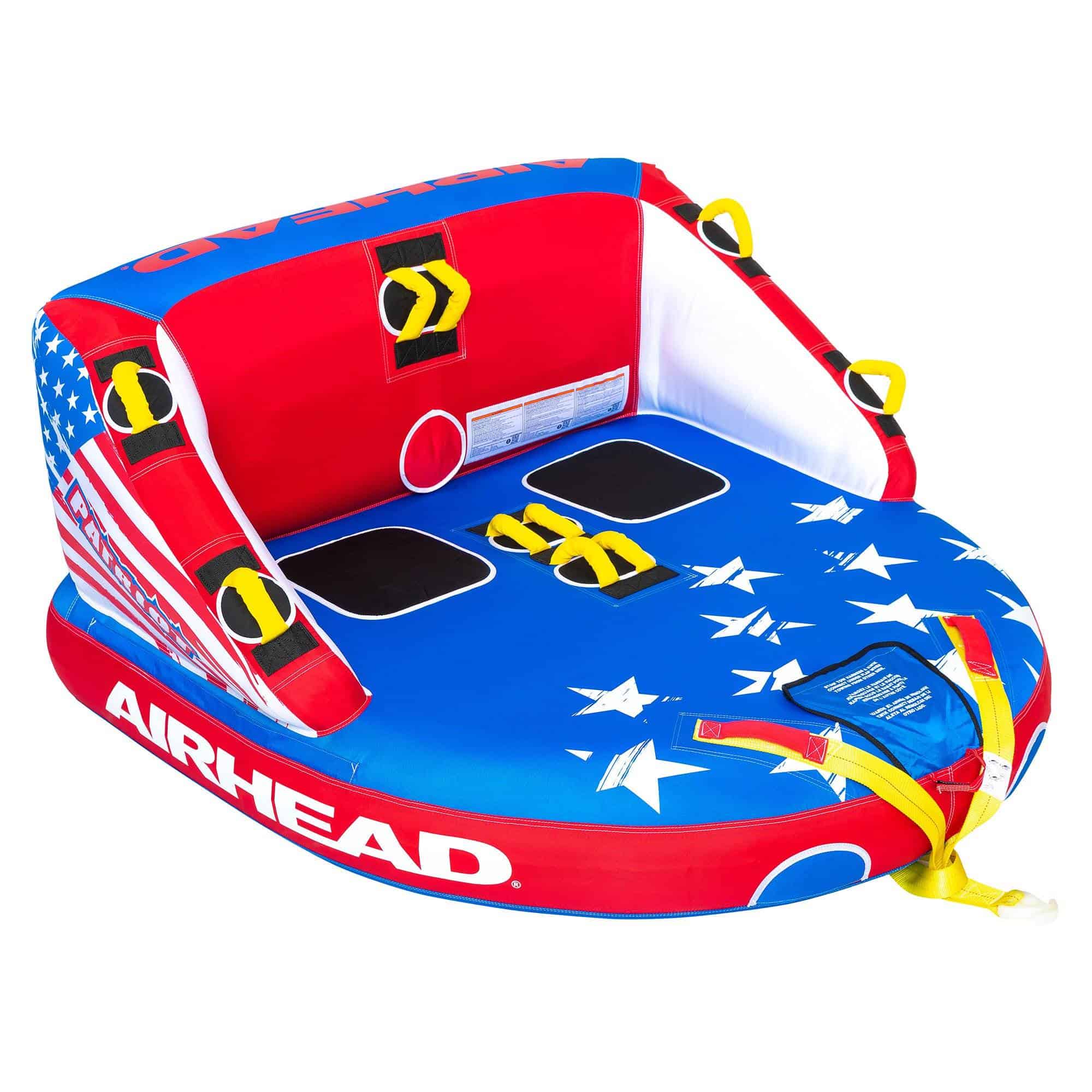 Airhead Patriot 2-Person Towable Kwik-Connect Chariot Style Tube with Tow Rope