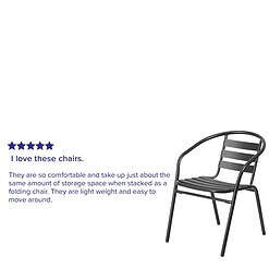 Flash Furniture 4 Pack Black Metal Restaurant Stack Chair with Aluminum Slats