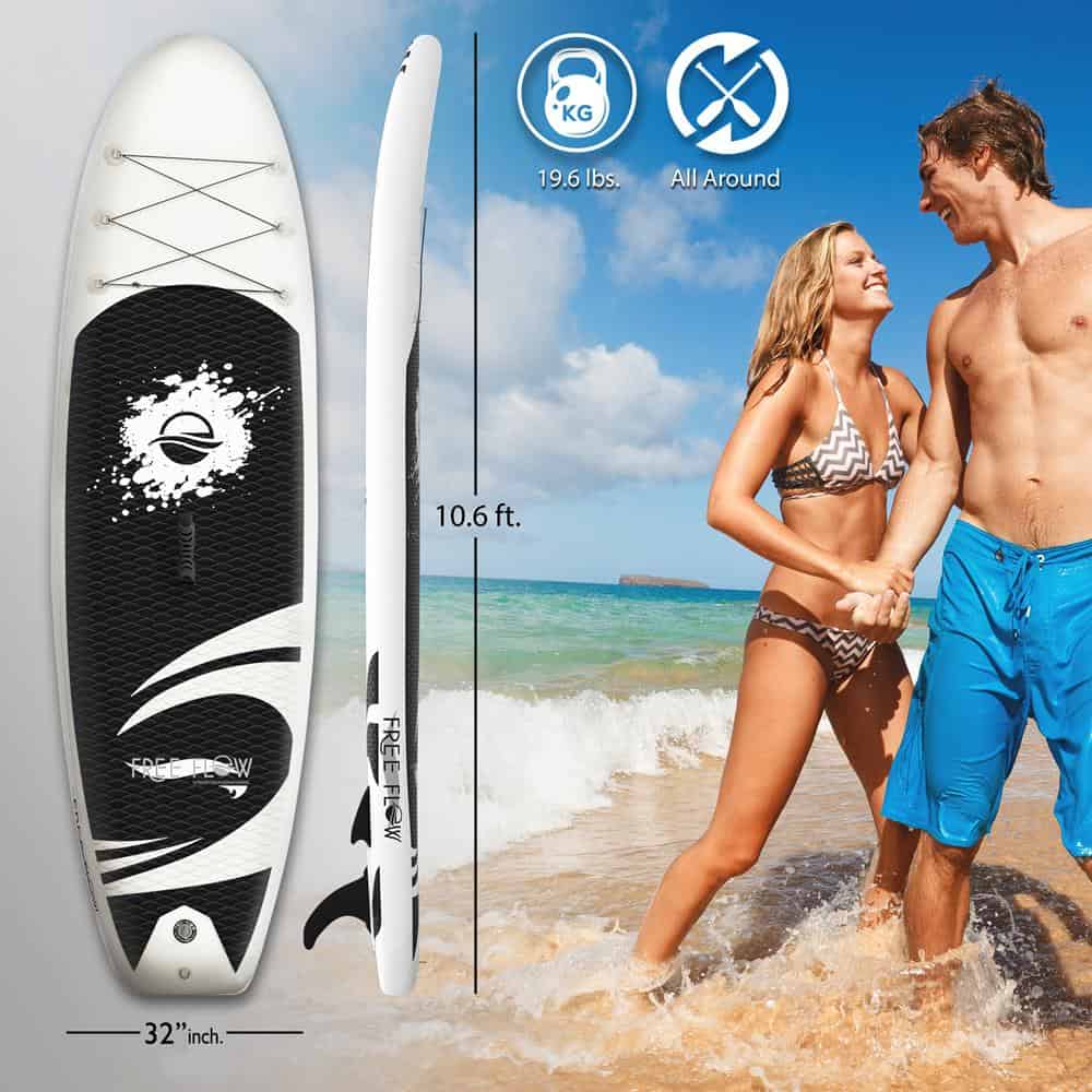 SereneLife SLSUPB06 - Free Flow Paddleboard SUP - Stand Up Water Paddle-Board (10 Ft.)