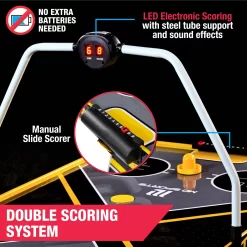 MD Sports Air Hockey Game Table, Overhead Electronic Scorer, Black/Yellow, 54