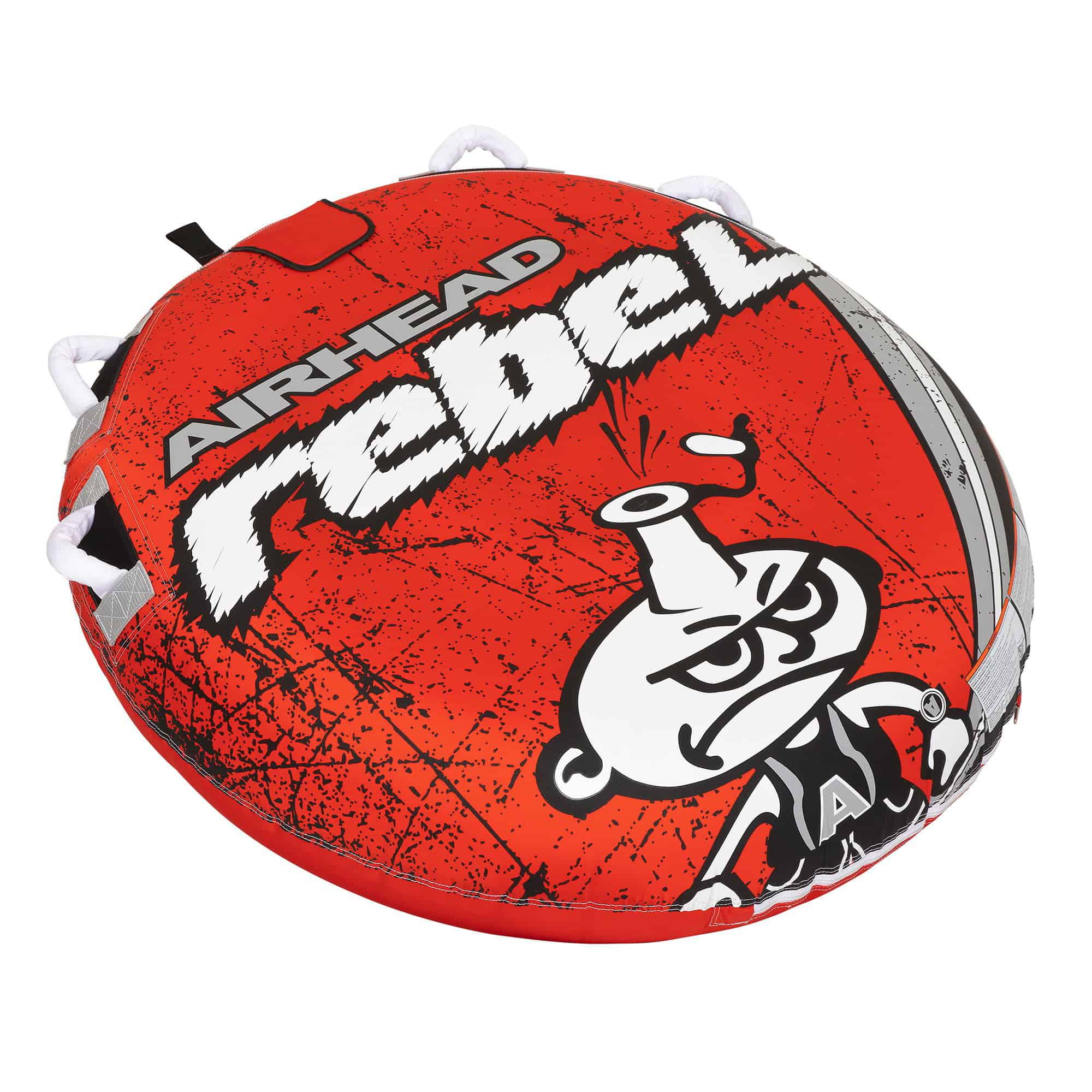 Airhead Rebel 54 In. 1 Person Durable Red Towable Tube Kit with Rope and 12V Pump