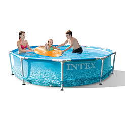 Intex 10' X 30" Beachside Metal Frame Swimming Pool with GFCI 330 GPH Filter Pump Model 28207EH