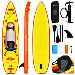 Goplus 10.8' Inflatable Kayak Set K1 1-Person Sit-On-Top Kayak with Oars Yellow
