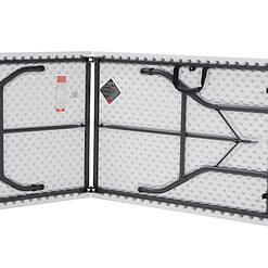 COSCO Deluxe 8 foot x 30 inch Fold-in-Half Blow Molded Folding Table, White