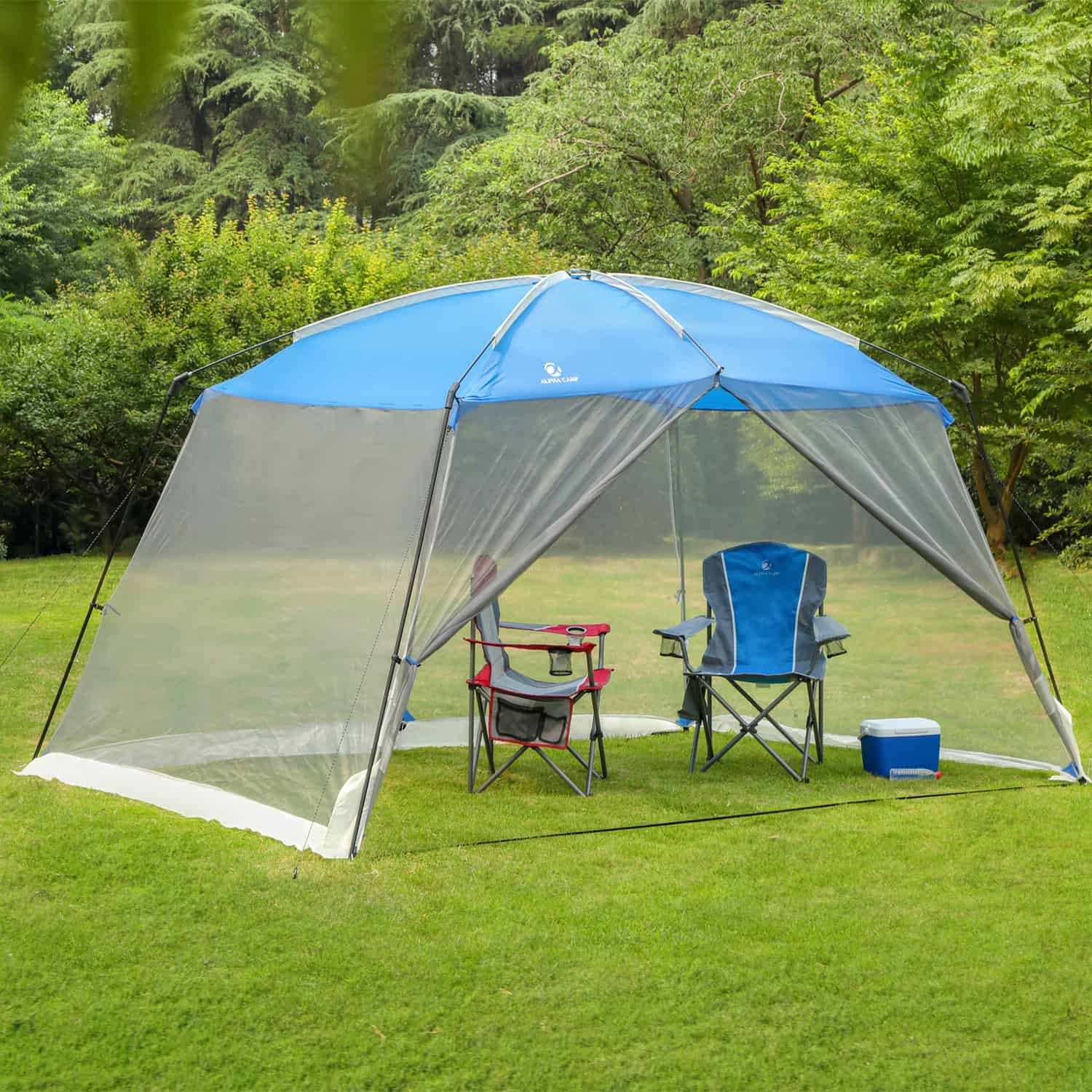 Alpha Camp 13' x 9' Screen House Canopy Sun Shade with One Room, Blue