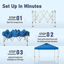 Summit Living 10x10ft Pop-up Canopy Tent Straight Legs Instant Canopy for Outside with Wheeled Bag - Blue