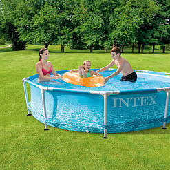 Intex 10' X 30" Beachside Metal Frame Swimming Pool with GFCI 330 GPH Filter Pump Model 28207EH