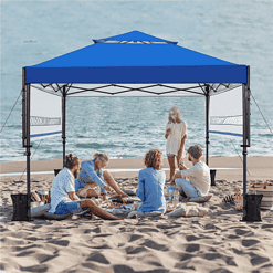 Easyfashion 10x17ft 2-tiered Pop-up canopy tent with Double Awnings, Blue
