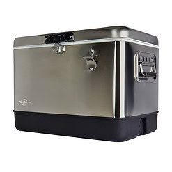 Koolatron Stainless Steel Ice Chest Beverage Cooler with Bottle Opener 51 L / 54 Quart 85 Can Capacity for Camping, Beach, RV, BBQs, Tailgating, Fishing
