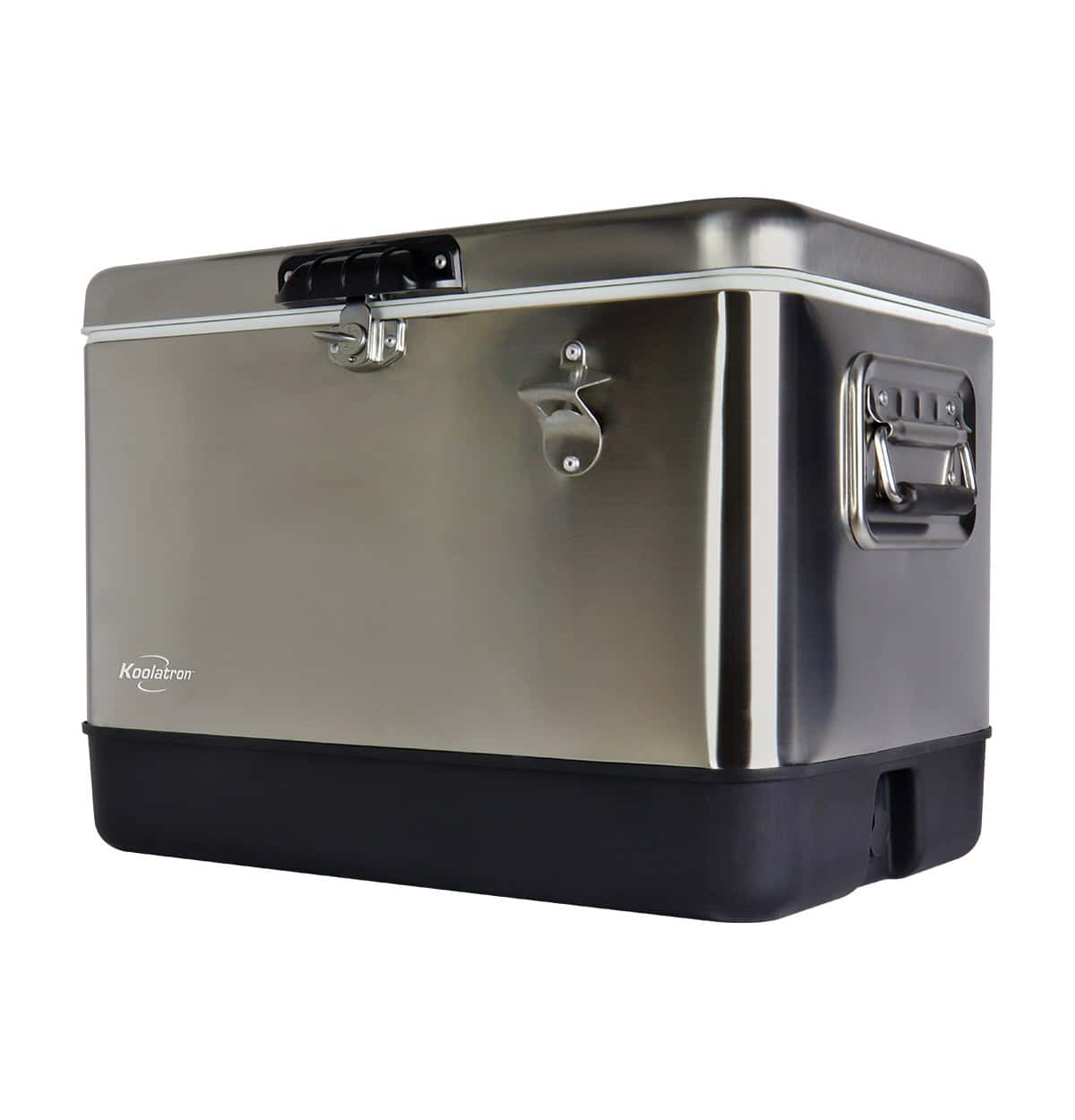 Koolatron Stainless Steel Ice Chest Beverage Cooler with Bottle Opener 51 L / 54 Quart 85 Can Capacity for Camping, Beach, RV, BBQs, Tailgating, Fishing