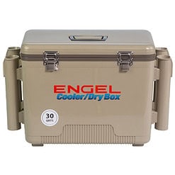 Engel Coolers 30 Quart Leak Proof Insulated Cooler Drybox with 4 Rod Holders