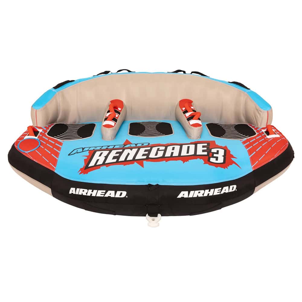Airhead Renegade 3 Person Inflatable Towable Water Tube Kit with Boat Rope & Pump