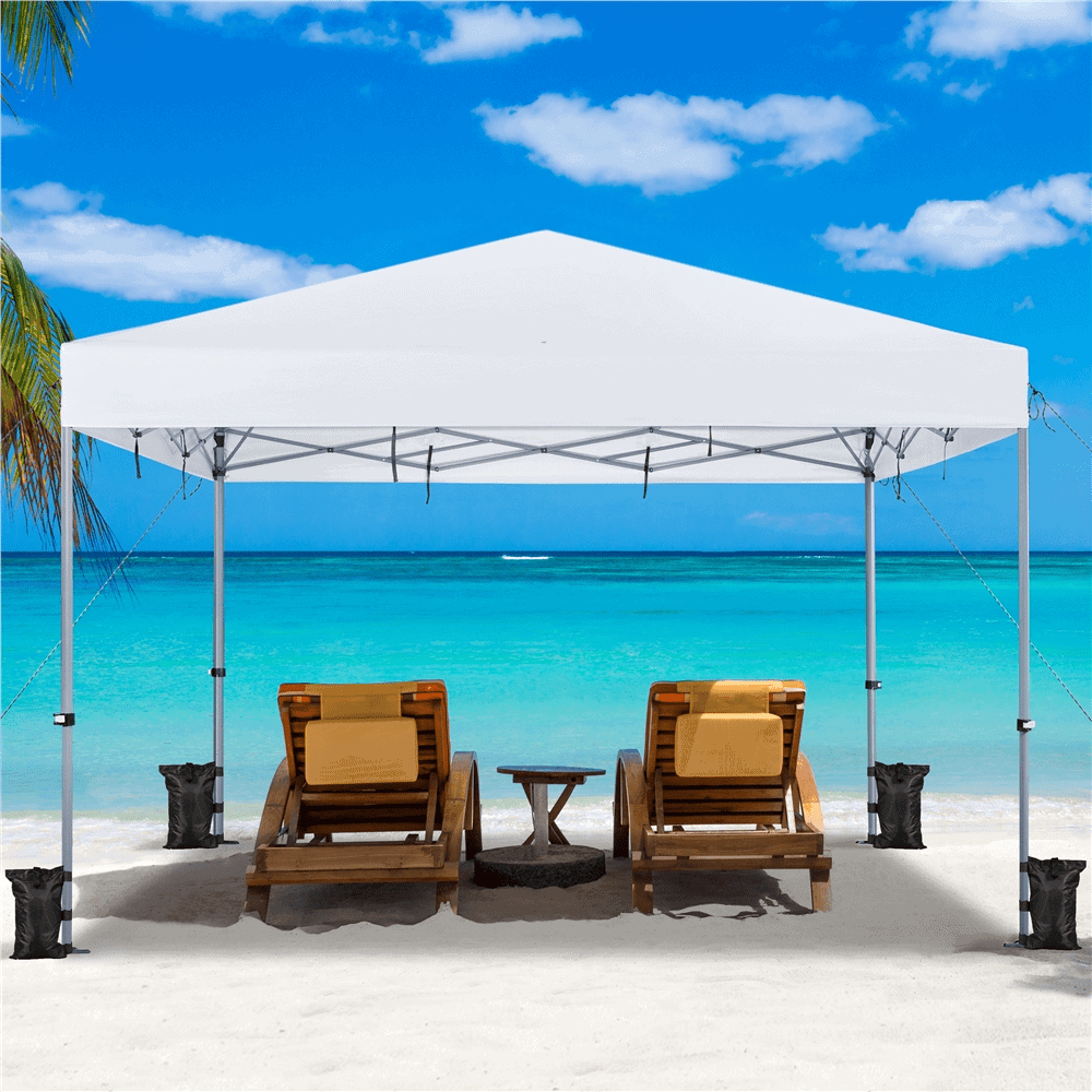 Topeakmart 12x12ft Commercial Pop-up Canopy Adjustable UPF 50+ Instant Tent with Single-person Setup Mechanism, White