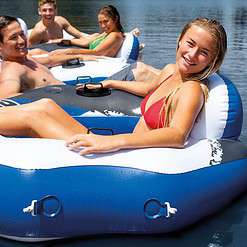 Intex River Run Connect Inflatable Tube (4 Pack) & Mega Chill II Beverage Float