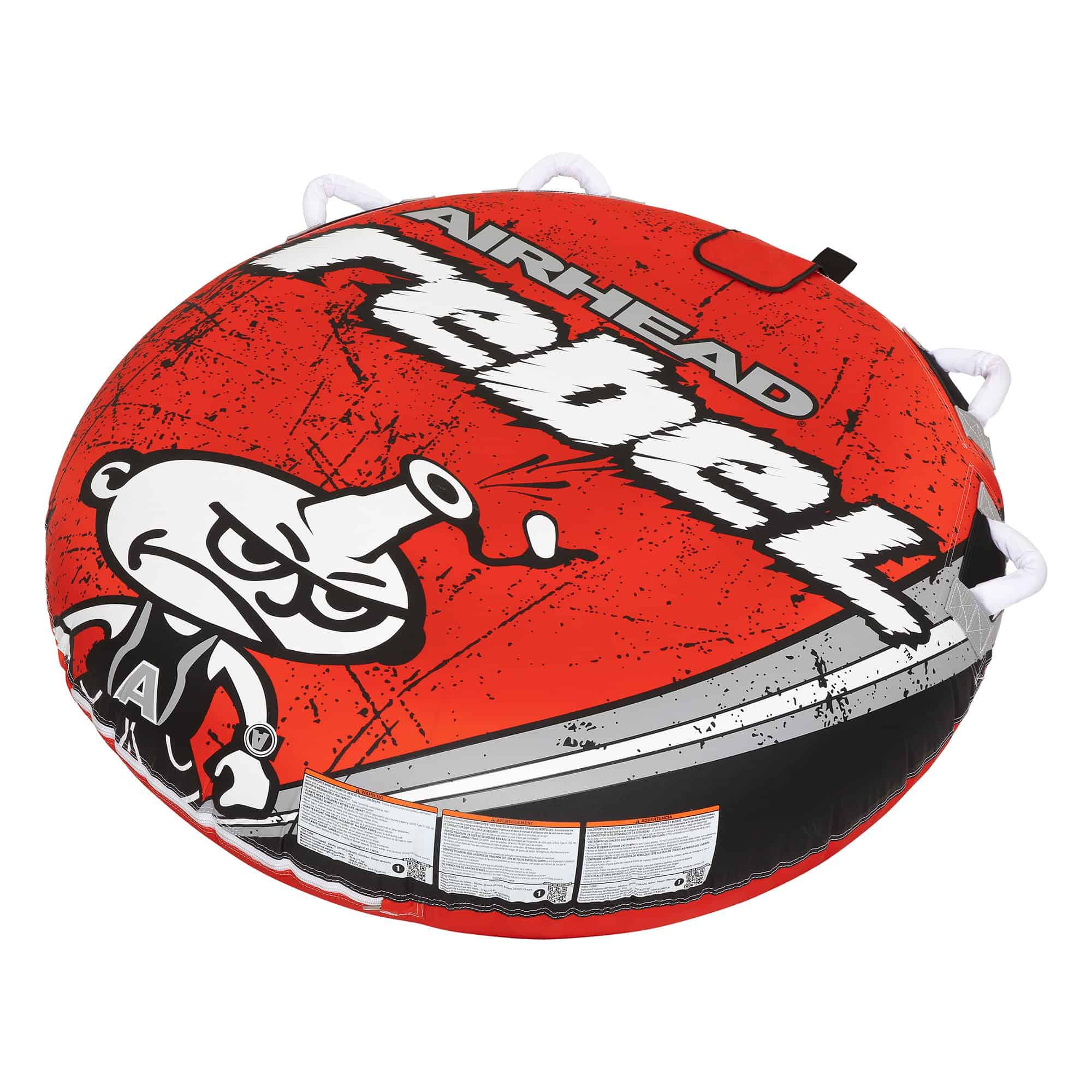 Airhead Rebel 54 In. 1 Person Durable Red Towable Tube Kit with Rope and 12V Pump