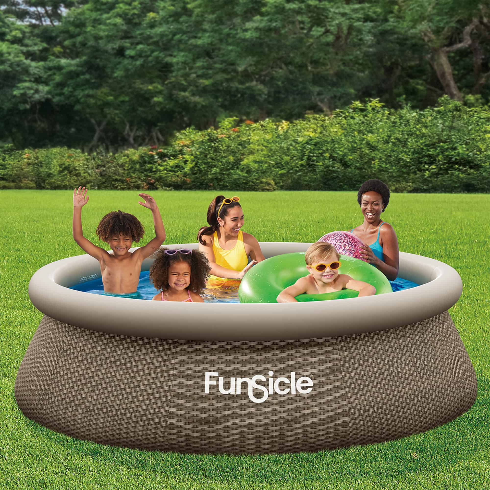 Funsicle 10ft x 30in Round QuickSet Designer Above Ground Pool, Dark Triple Basketweave with Cartridge Filter Pump, Age 6 & up