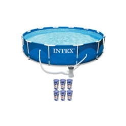 Intex 12ft x 30in Metal Frame Round Swimming Pool Set 530 GPH Pump & 6 A Filters