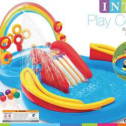 Intex 9.75ft x 6.3ft x 53in Rainbow Slide Kids Play Inflatable Pool Ring Center