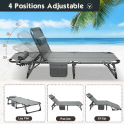Docred 4-Fold Sleeping Cots for Adults, Folding Chaise Lounge Chairs Outdoor, Portable Folding Bed Cot Lounge Chair