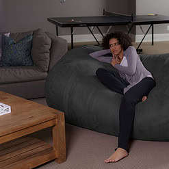 Sofa Sack Bean Bag Chair, Memory Foam Lounger with Microsuede Cover, Kids, Adults, 7.5 ft, Charcoal