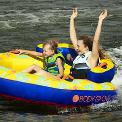 Body Glove Bayside 2 Person Yellow Water Skiing Inflatable Towable Tube