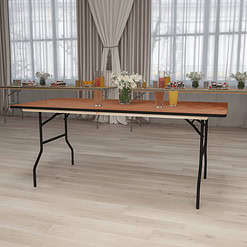 Flash Furniture 6-Foot Rectangular Wood Folding Banquet Table with Clear Coated Finished Top