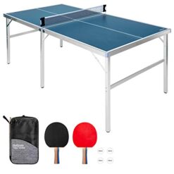 GoSports 6’x3’ Mid-Size Table Tennis Game Set - Indoor/Outdoor Portable Table Tennis Game, Includes 2 Paddles and 4 Balls