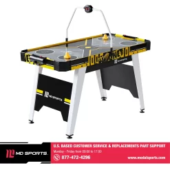 MD Sports Air Hockey Game Table, Overhead Electronic Scorer, Black/Yellow, 54