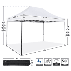 Yaheetech 10x15ft Canopy Tent with Metal Frame for Commercial Market Party, White