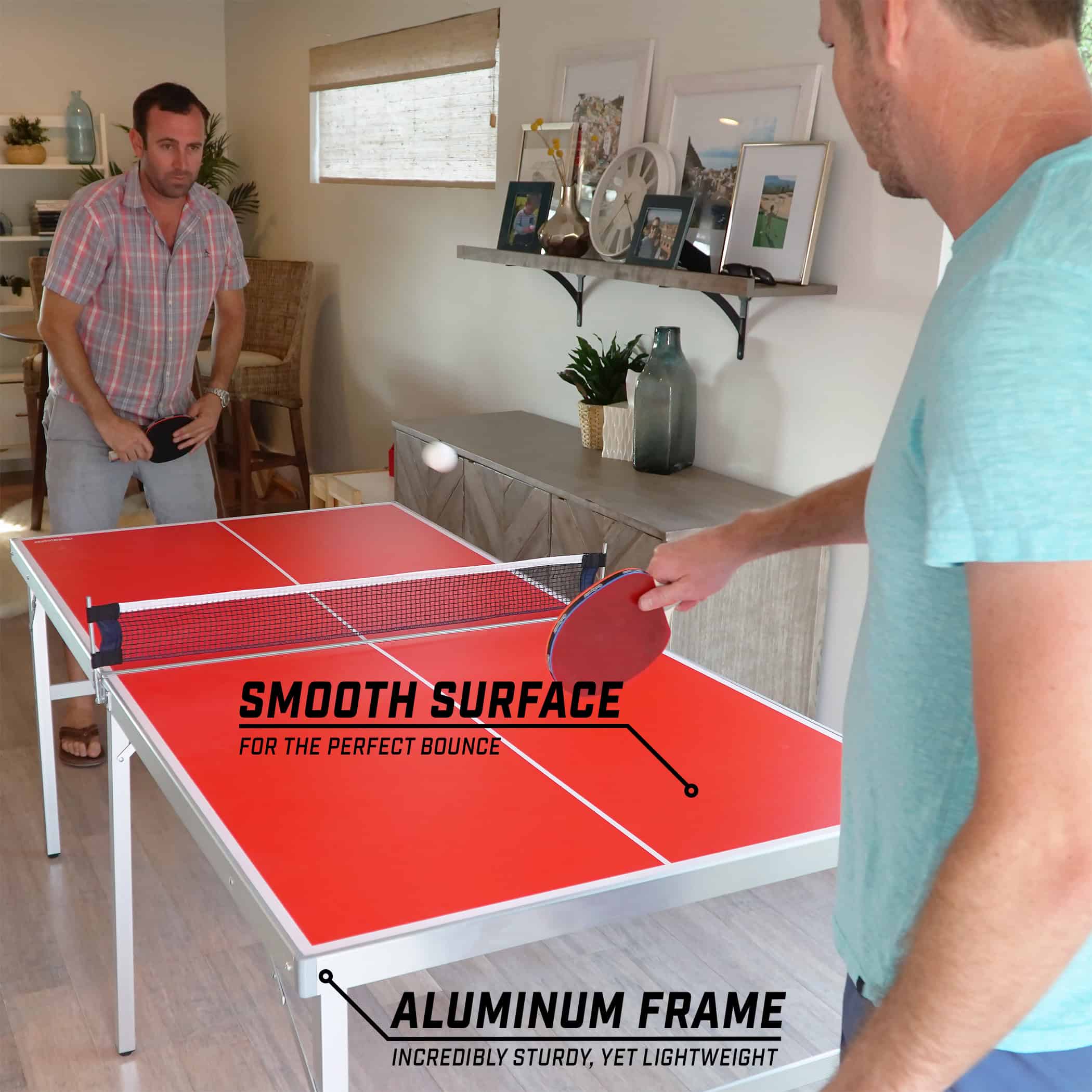 GoSports 6 Ft. x 3 Ft. Mid-size Table Tennis Game Set, Indoor or Outdoor Portable Table Tennis Game with Net, 2 Table Tennis Paddles and 4 Balls