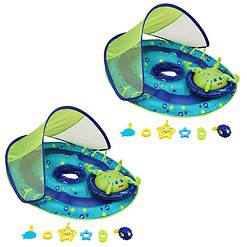 SwimWays Baby 9 to 24 months Spring Float Activity Center Pool Raft with Sun Canopy (2 Pack)