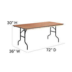 Flash Furniture 6-Foot Rectangular Wood Folding Banquet Table with Clear Coated Finished Top