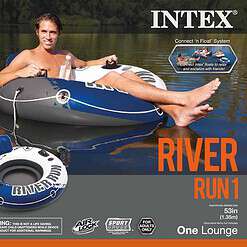 Intex River Run Inflatable Floating Tube Water Raft for Lake River Pool (4 Pack)
