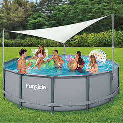 Funsicle Above Ground Swimming Pool Canopy, Sun Shade, White, Triangular, Adults, Unisex
