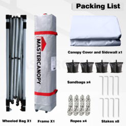 MASTERCANOPY 10' x 10' Easy Pop Up Canopy Instant Shelter with 1 Sidewall, White