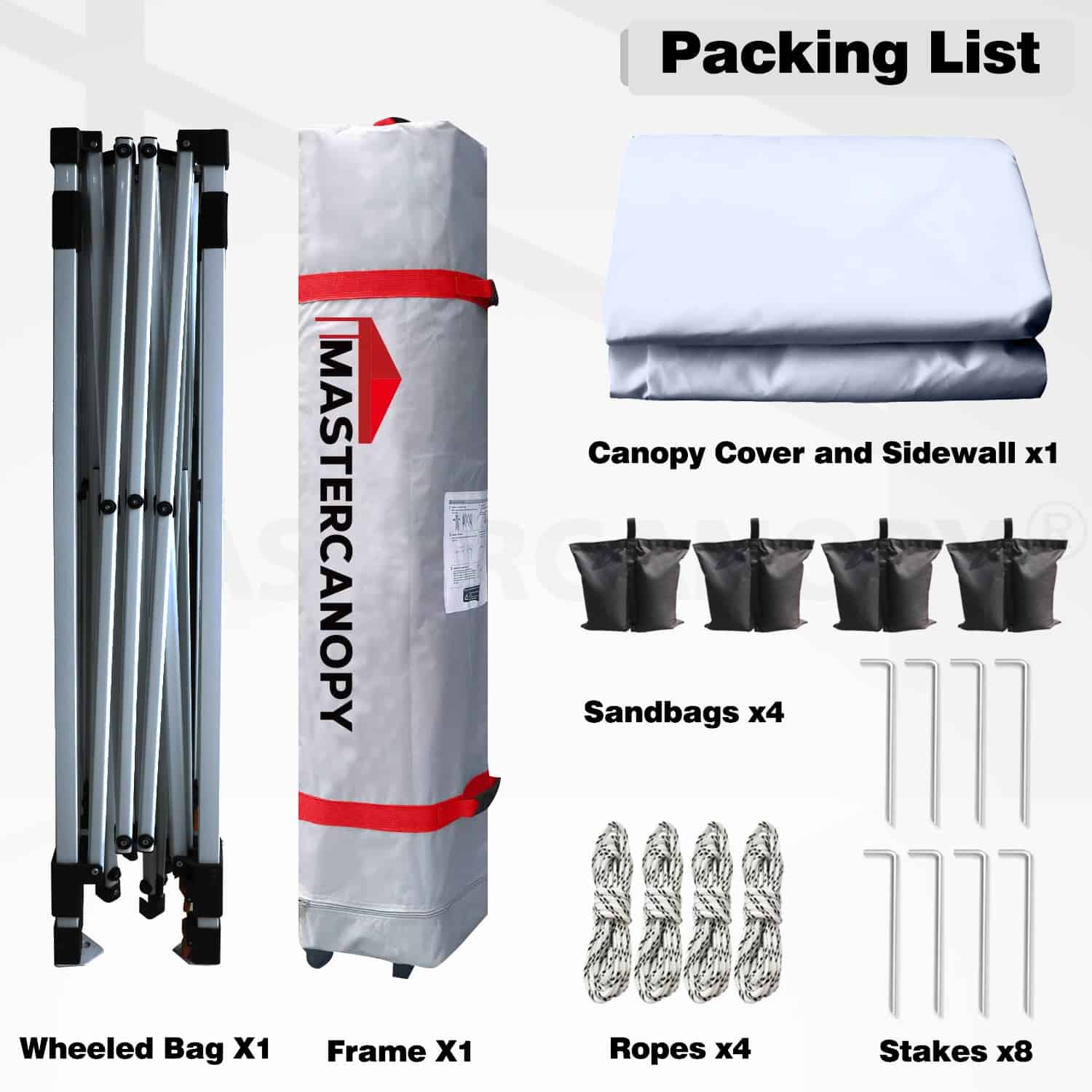MASTERCANOPY 10' x 10' Easy Pop Up Canopy Instant Shelter with 1 Sidewall, White