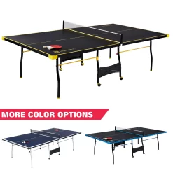 MD Sports Official Size Table Tennis Table - Black/Yellow