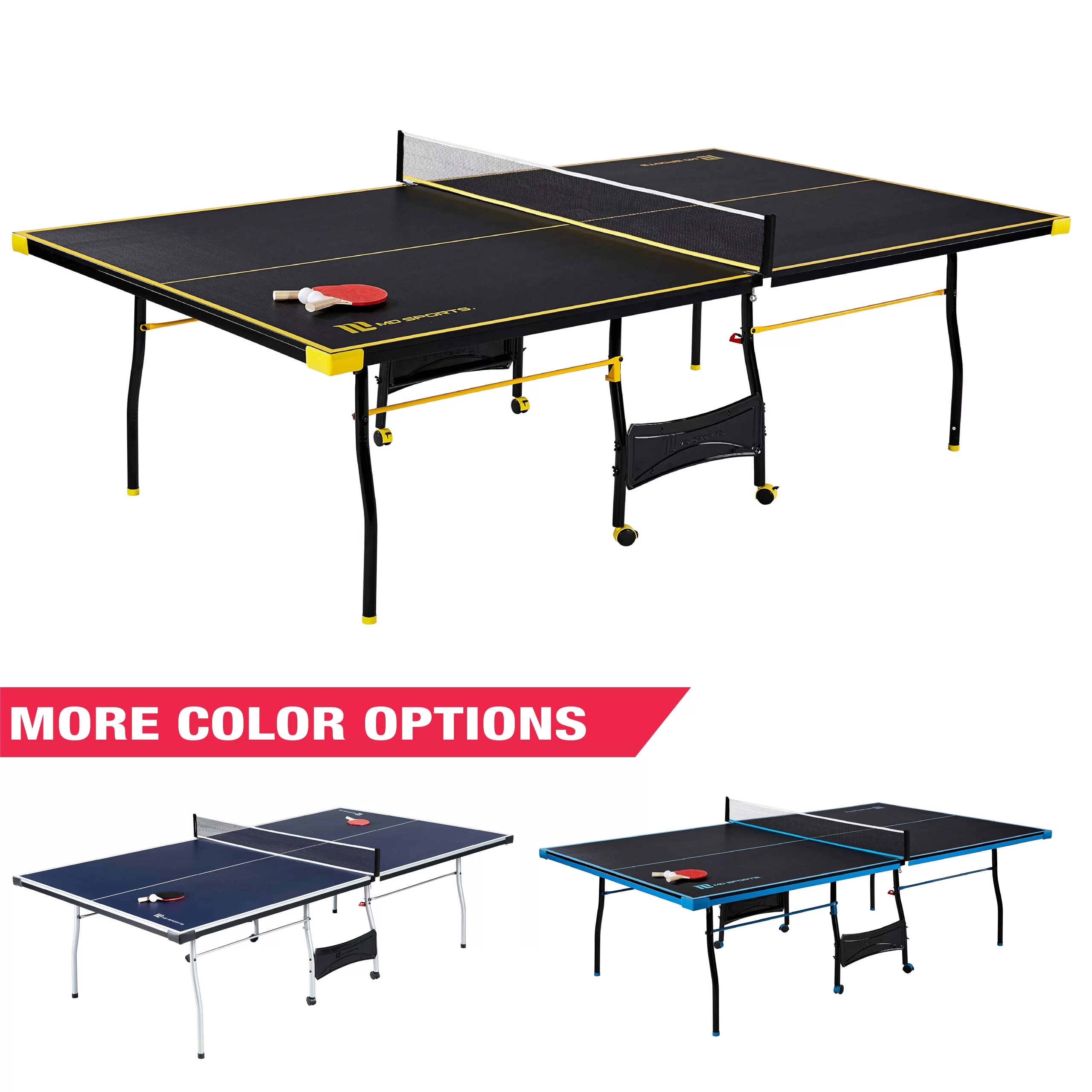 MD Sports Official Size Table Tennis Table - Black/Yellow