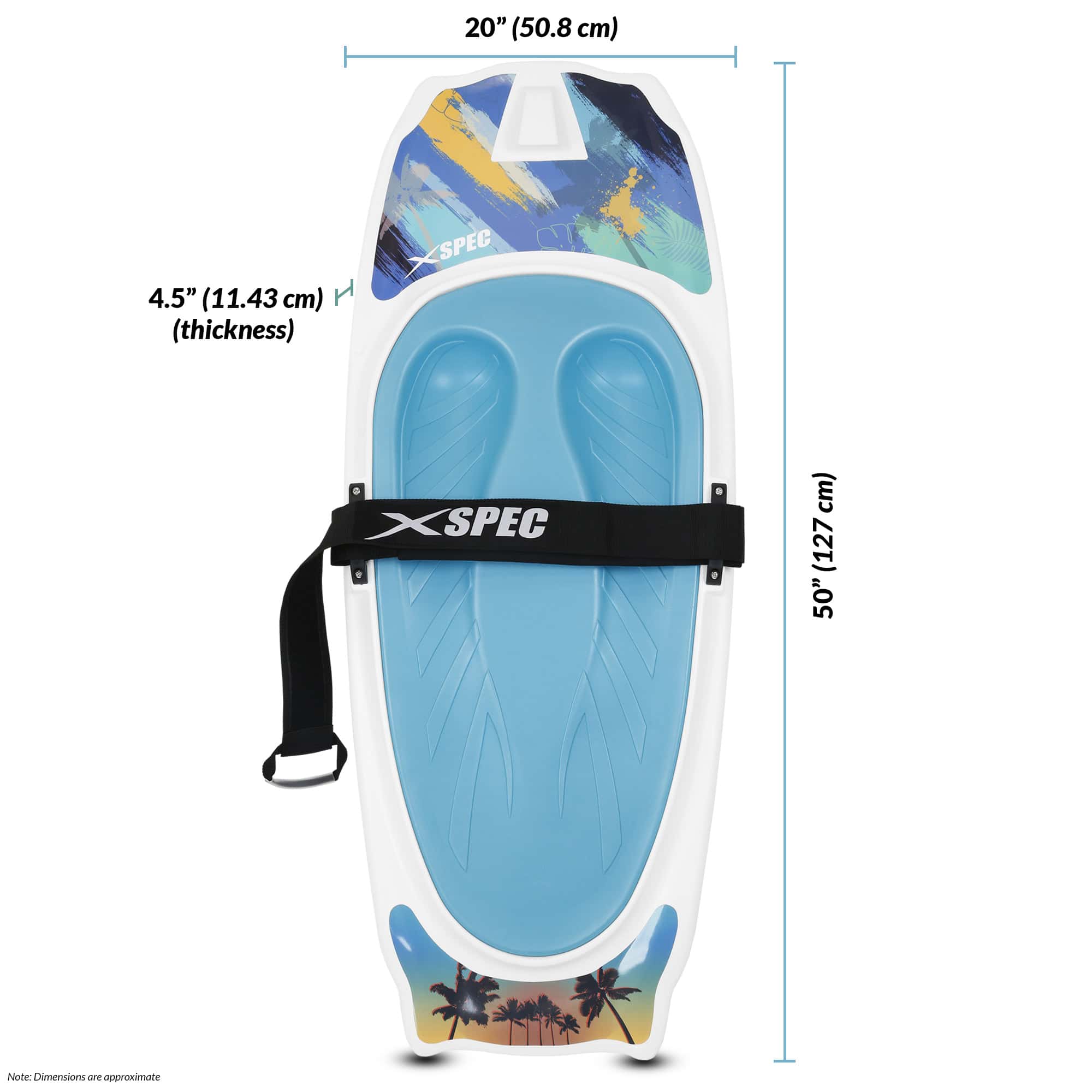 Xspec Kneeboard with Hook for Knee Surfing Boating Waterboarding, White