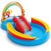 Intex 9.75ft x 6.3ft x 53in Rainbow Slide Kids Play Inflatable Pool Ring Center