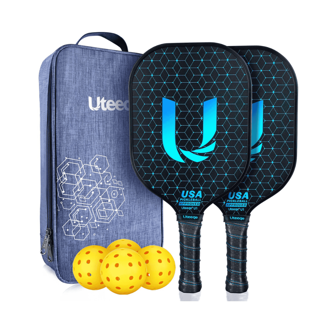 Uteeqe Pickleball Paddles Set of 2 - Graphite Surface with High Grit & Spin