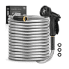 Itsonestep Garden Hose 50 FT, Metal Stainless Steel Water Hose with 10 Function Nozzles