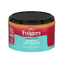 Folgers Simply Smooth Mild Roast Ground Coffee, 23 Ounce (Pack of 6), Gentle on Your Stomach
