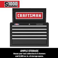 Craftsman S1000 26 in. 5 drawer Steel Tool Chest 17.25 in. H X 12 in. D